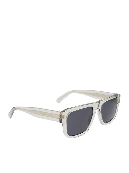 Calvin Klein Unisex Ochelari de soare cu Transparent Cadru și Gri Lentilă CKJ24607S 012