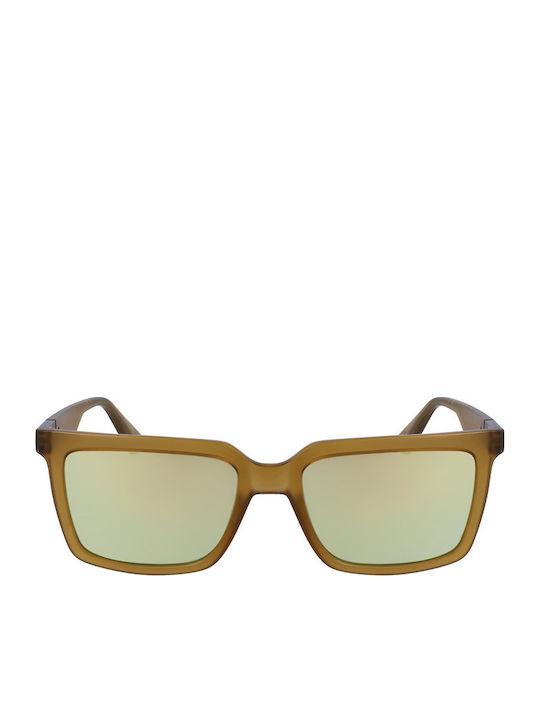 Calvin Klein Unisex Sunglasses with Brown Plastic Frame and Light Blue Mirror Lens CKJ23659S 309