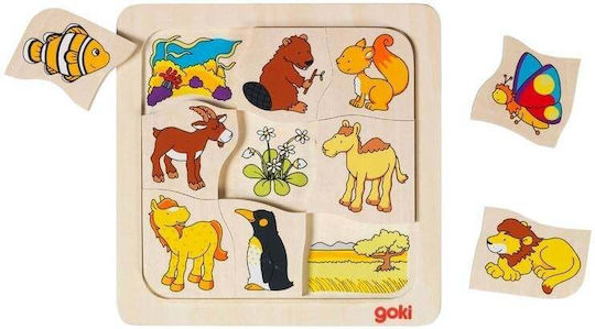 Lemnos Puzzle pentru Copii Animal 9buc Goki