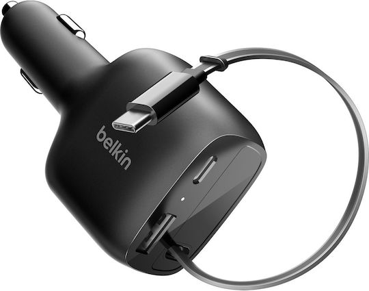 Belkin Car Charger 75W with Ports: 1xUSB 1xType-C with Cable Type-C