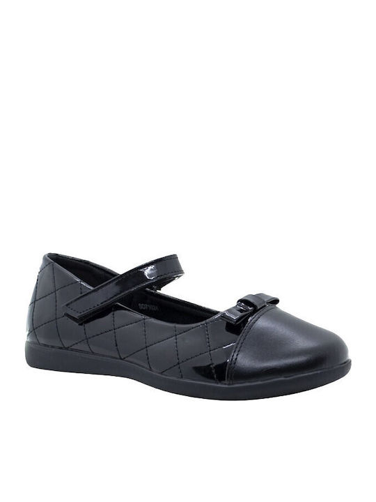 Kids Anatomic Ballerinas with Hoop & Loop Closure Black