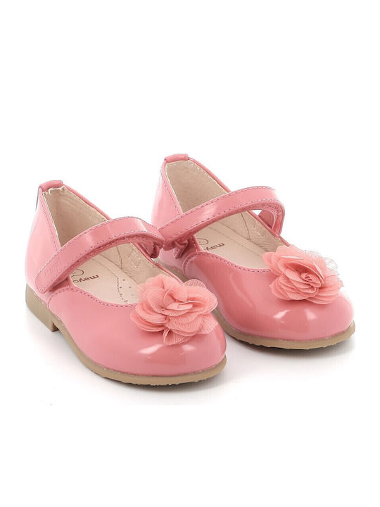 Balerini copii Anatomic cu elastic Piele lăcuită Roz