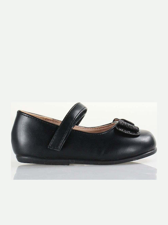 Kids Anatomic Ballerinas with Hoop & Loop Closure Black