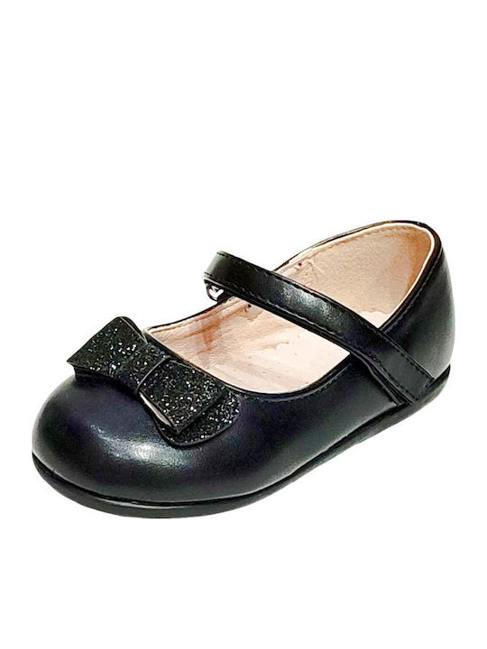 Kids Anatomic Ballerinas with Hoop & Loop Closure Black