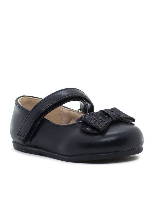 Kids Anatomic Ballerinas with Hoop & Loop Closure Black