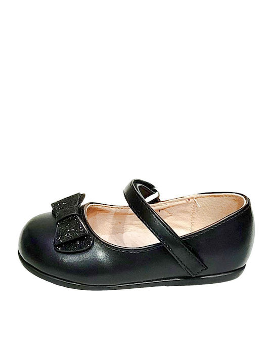 Kids Anatomic Ballerinas with Hoop & Loop Closure Black