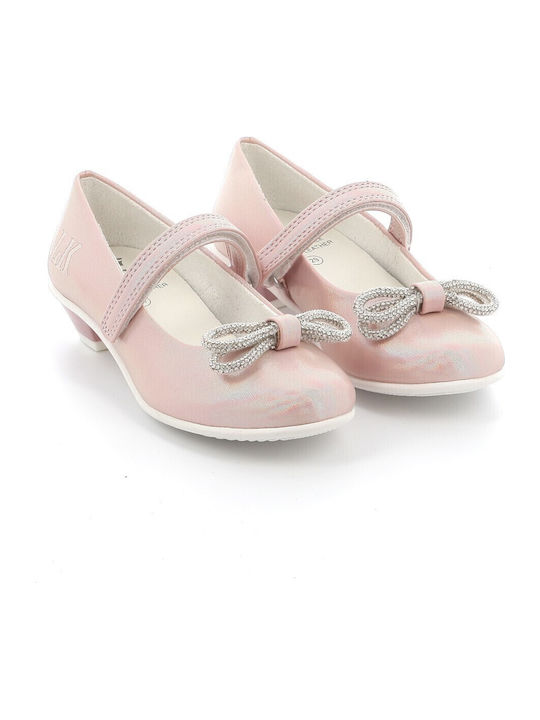 Kids Leather Ballerinas Doroty with Hoop & Loop Closure Pink