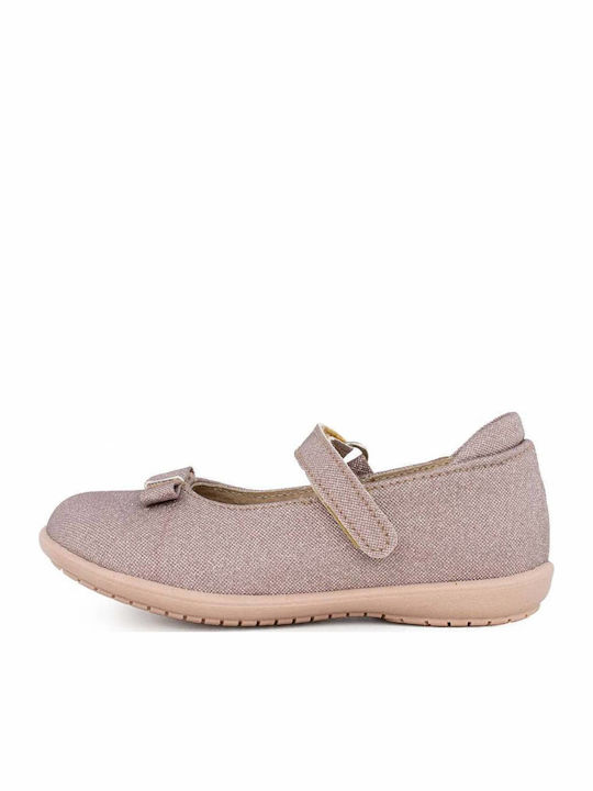 Kids Anatomic Leather Ballerinas with Hoop & Loop Closure Pink