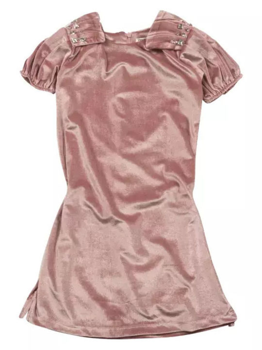 Kinderkleid Kurzärmelig Samt Pink