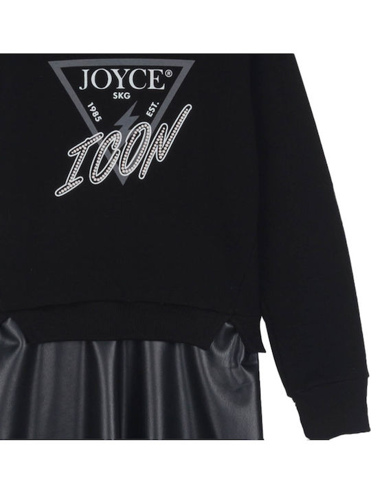 Icon Dress Παιδικό Φόρεμα Φούτερ Μακρυμάνικο Μαύρο