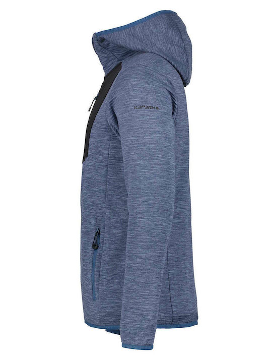 Men's Cardigan with Hood Blue