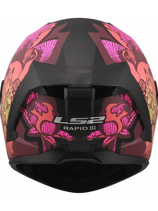 LS2 FF820 Rapid III Poppies II Matt Black/Pink Κράνος Μηχανής Full Face ECE 22.06 1350gr