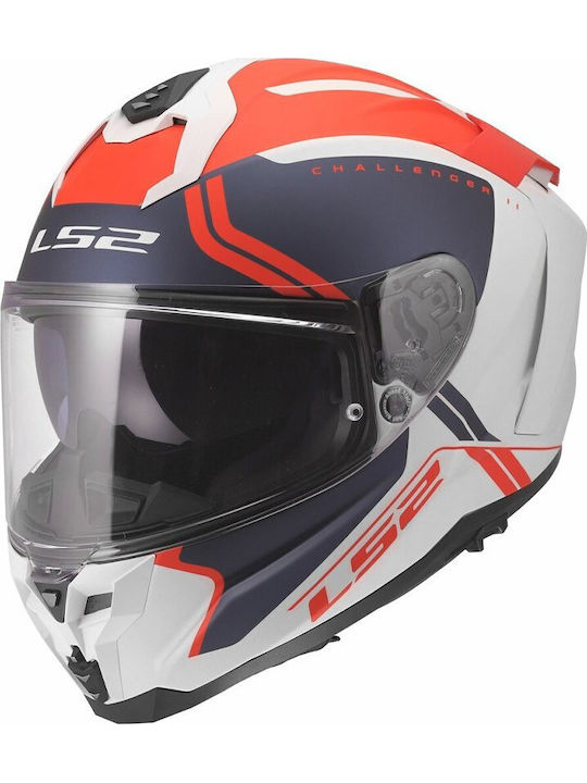 LS2 Challenger II Full Face με Sun Visor ECE 22.06 FF817 Titan Matt White/Blue/Red