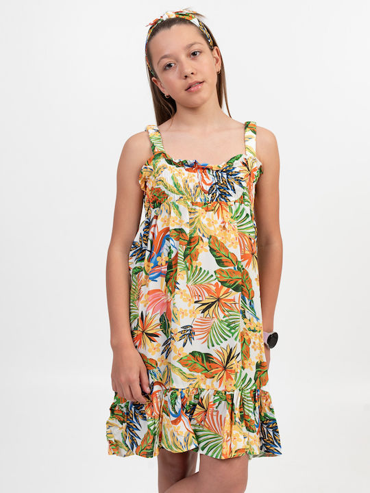 Children's Dress Sleeveless Floral Set with Accessories Multicolour