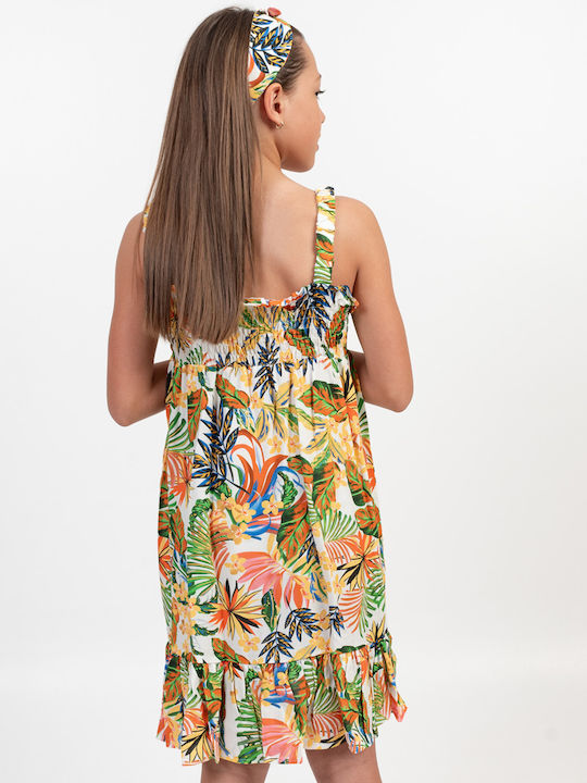 Children's Dress Sleeveless Floral Set with Accessories Multicolour