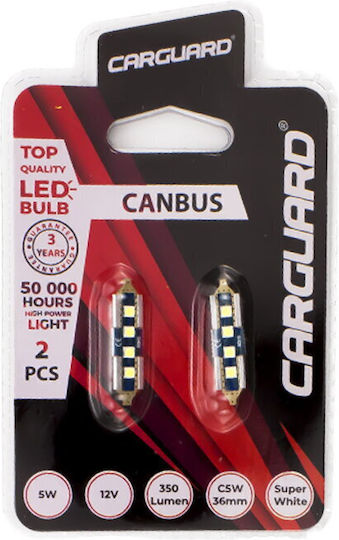 CarGuard Лампи Автомобила C5W Canbus LED Бял 12V 5W 2бр