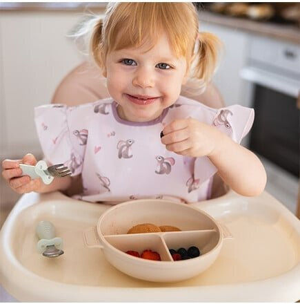 Babyono Baby Food Plate made of Silicone Beige