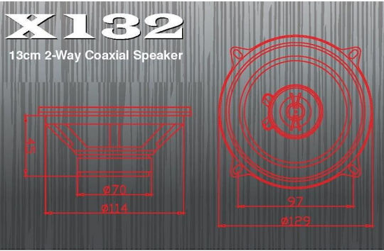 Excalibur X132 Σετ Ηχεία Αυτοκινήτου 5.25" με 50W RMS (2 Δρόμων)
