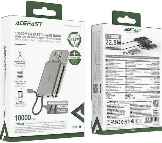 Acefast M18 MagSafe Power Bank 10000mAh with USB-C Port Power Delivery Black