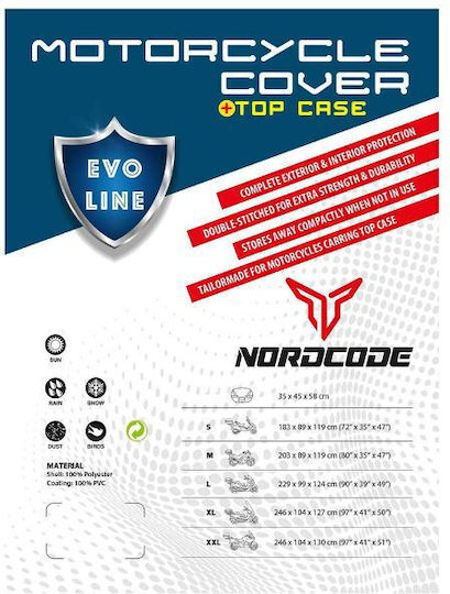 Nordcode Waterproof Motorcycle Cover Evo Line Topcase Extra Large L246xW104xH127cm