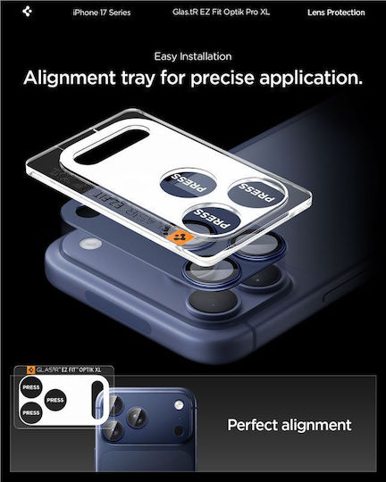 Spigen Optik Pro XL EZ Fit Camera Protection Tempered Glass Blue for the iPhone 17 Pro Max