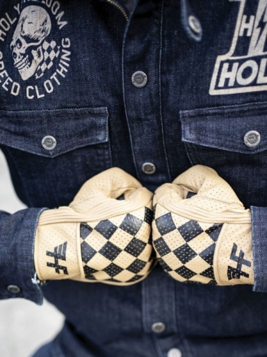 Holy Freedom Bullit Worker 2021 Men's Motorcycle Gloves Leather All Seasons Beige