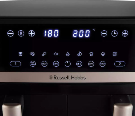 Russell Hobbs Satisfry Friteuză cu aer cu Coș Detașabil Dublu 9lt Negru