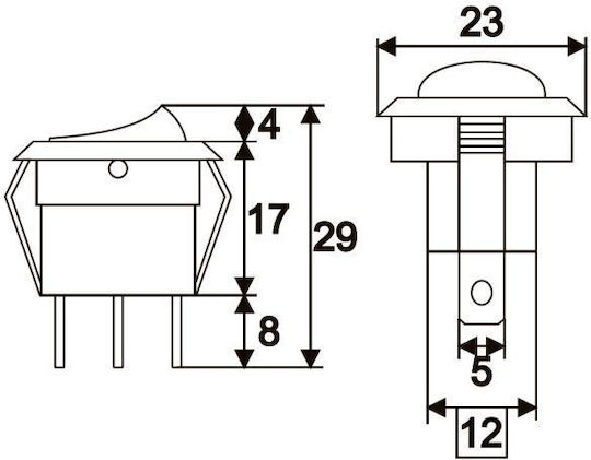 Set 5 Bucăți Comutatoare On-Off Balansoar 1-circuit 16A-12VDC Albastru Led
