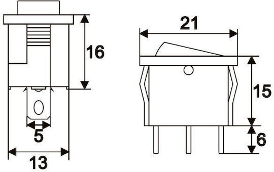 Set 5 Bucăți Comutator Balansoar 1 Circuit 6a-250v Off-On Roșu Iluminat