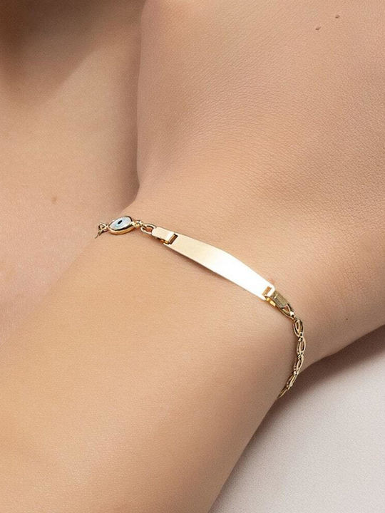 Eforo Kids Bracelet ID from Gold 14K with Evil Eye, Baby Boy & Baby Girl