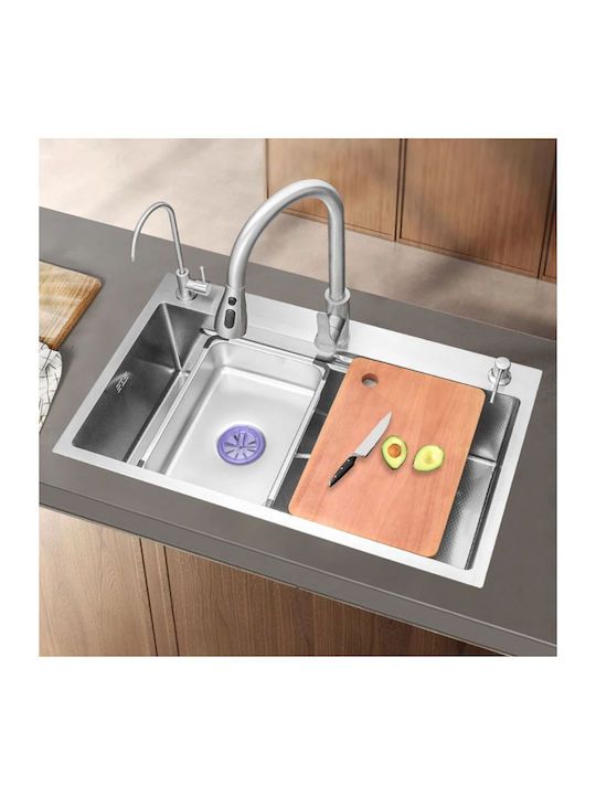 Alista Home Chiuvetă De Bucătărie Drop-In Inox Cu Robinet L75xL45cm Gri