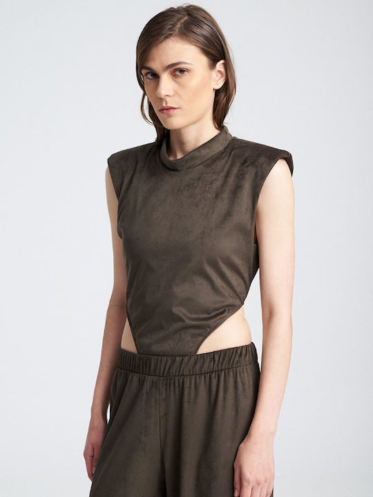 Women's Blouse Leather Khaki