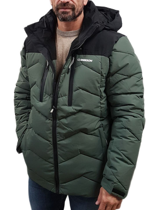 3 in 1 Winter Jacket Puffer Waterproof and Windproof Pine Olive/black, Khaki