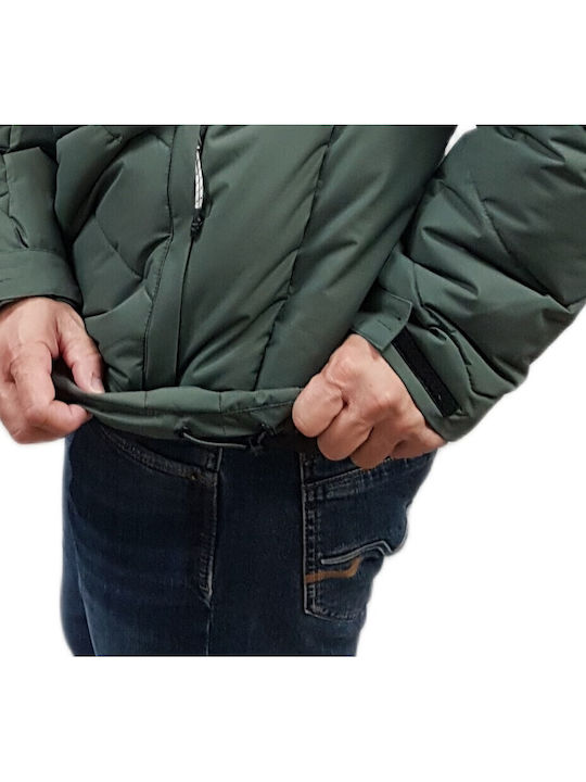 3 in 1 Winter Jacket Puffer Waterproof and Windproof Pine Olive/black, Khaki