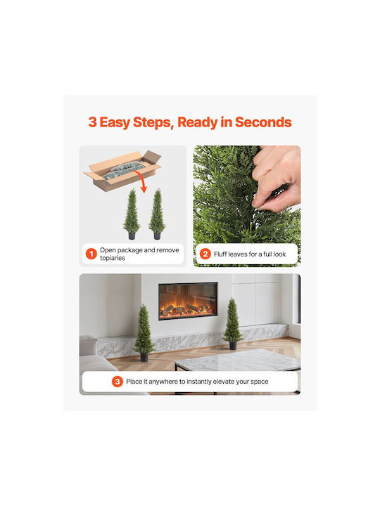 Vevor Artificial Cypress Topiary Set of 2 Plants 914 cm Fake Pine Tree Silk Looks Real Easy Assembly Decoration Front Porch Outdoor Patio Garden Balcony Yard Indoor Office