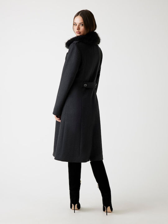 Damen Anthracite Mantel mit Knöpfen