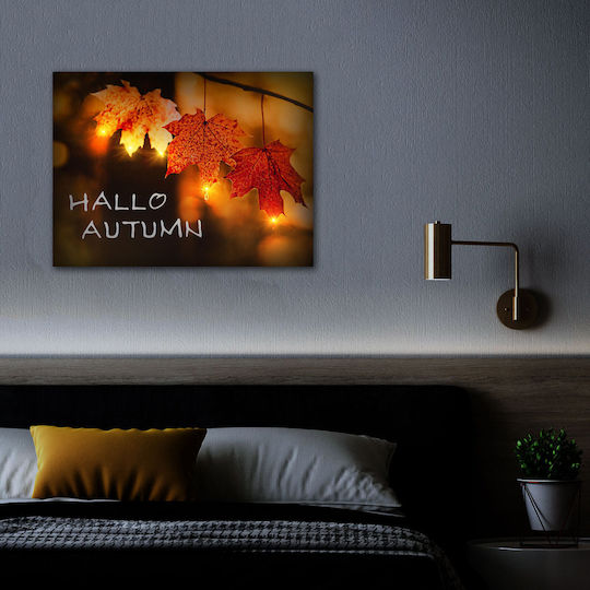 Led Painting "hello Autumn" 2 X Aa 40 X 30 Cm