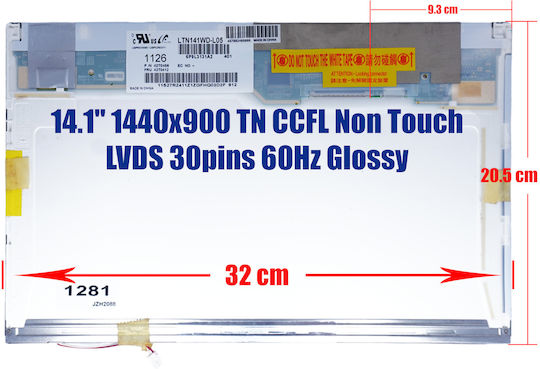 Monitor 14.1" 1440x900 Glossy 30 Pin for Laptop N141C3-L03