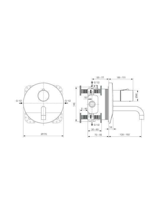 Ideal Standard за душ кабина 1 Изход Сребрист