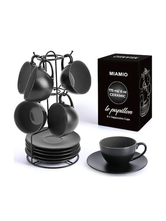 Miamio Set Căni Cappuccino De ceramică Negre 175ml 6buc