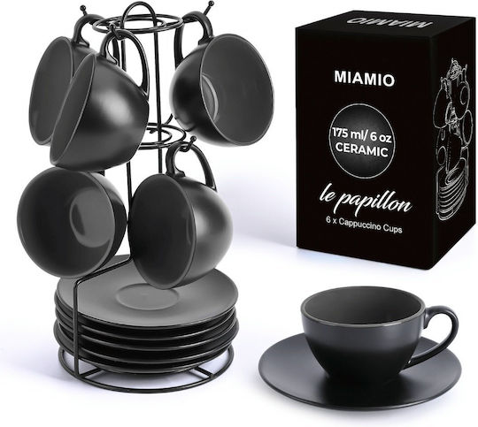 Miamio Комплект чаши Cappuccino Керамични Черен 175мл 6бр