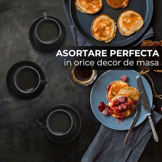 Miamio Set Căni Espresso De ceramică Negre 75ml 6buc