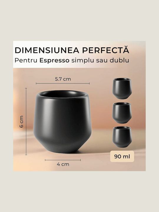 Miamio Σετ Φλιτζάνια Espresso Κεραμικά Μαύρα 90ml 4τμχ