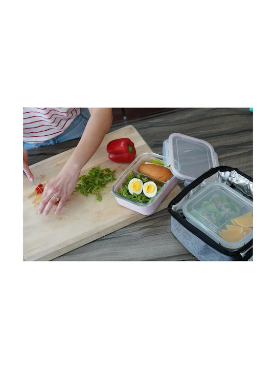 Melii Lunchbox Glas Rosa Geeignet für die Mikrowelle 740ml 1Stück