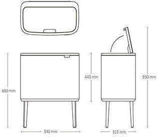 Brabantia Bo Touch Recycling Waste Bin Plastic Push Copper 33lt