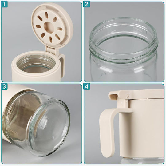 Belle Vous Set 2 Pieces Glass Transparent Food Jars for Sugar Tea Coffee with Lid 350ml