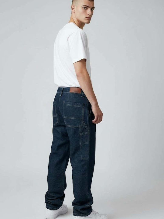 Ανδρικό Παντελόνι Τζιν Ελαστικό με Loose Baggy Εφαρμογή Μπλε