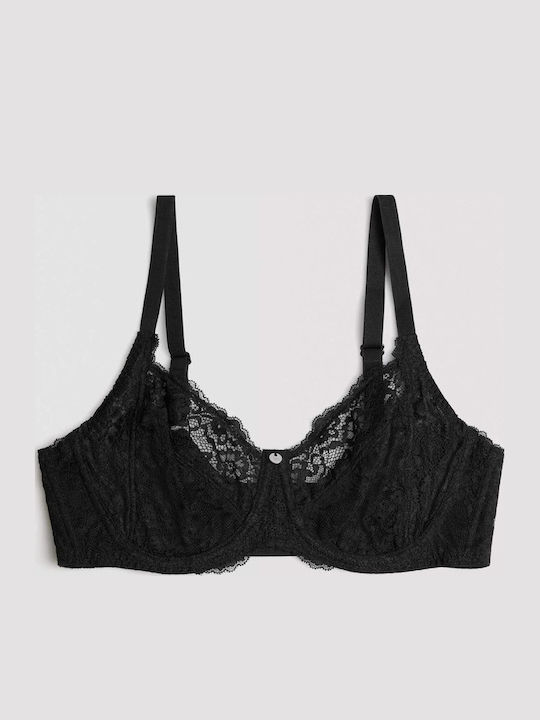 Plunge Plunge Bra without Padding Underwire Black