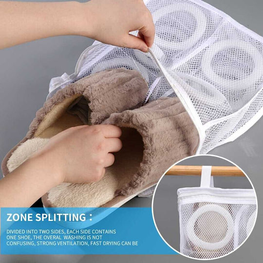 Set 5 Small Size Bags Washing Drying Shoes Clothes Polyester 28 X 27 Cm White