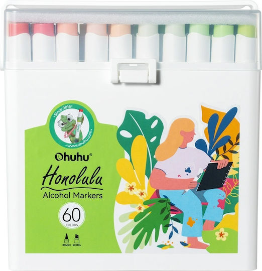 Ohuhu Honolulu Markere De Culoare Full Face Cu Alcool Set 60 Culori